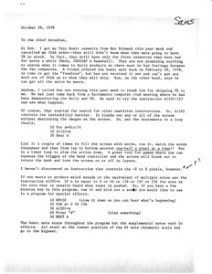Letter (Ernie Sams)(Oct 28 1978)